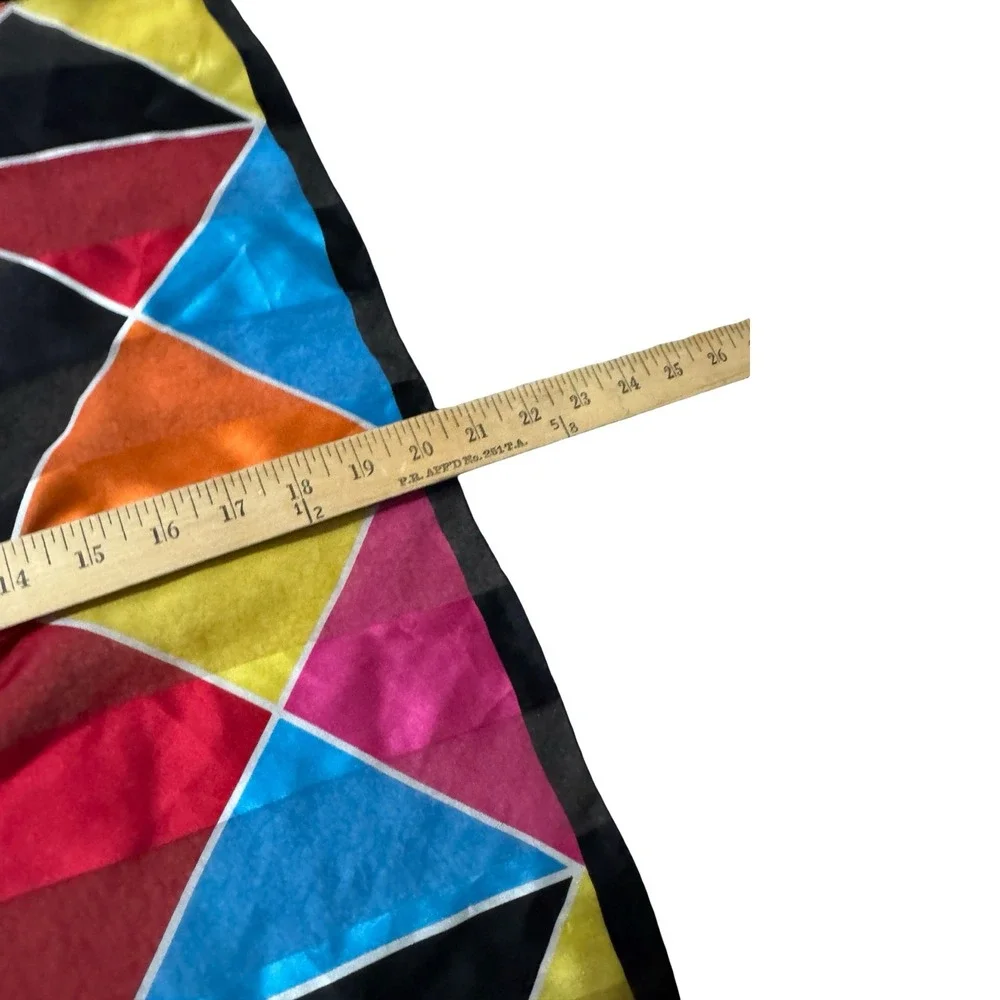 Oscar de la Renta Scarf Womens OS Multi Good Geometric Harlequin Square Silk Mix